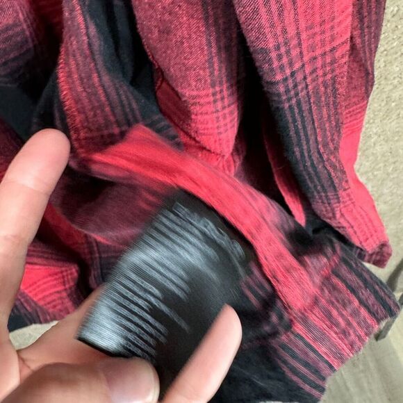 BDG Shacket Cardigan Womens‎ XS Red/Black Plaid Flannel Oversized Fit Open Front - Picture 6 of 11